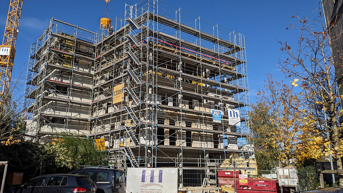 Baufortschritt beim Neubau in Traunstein