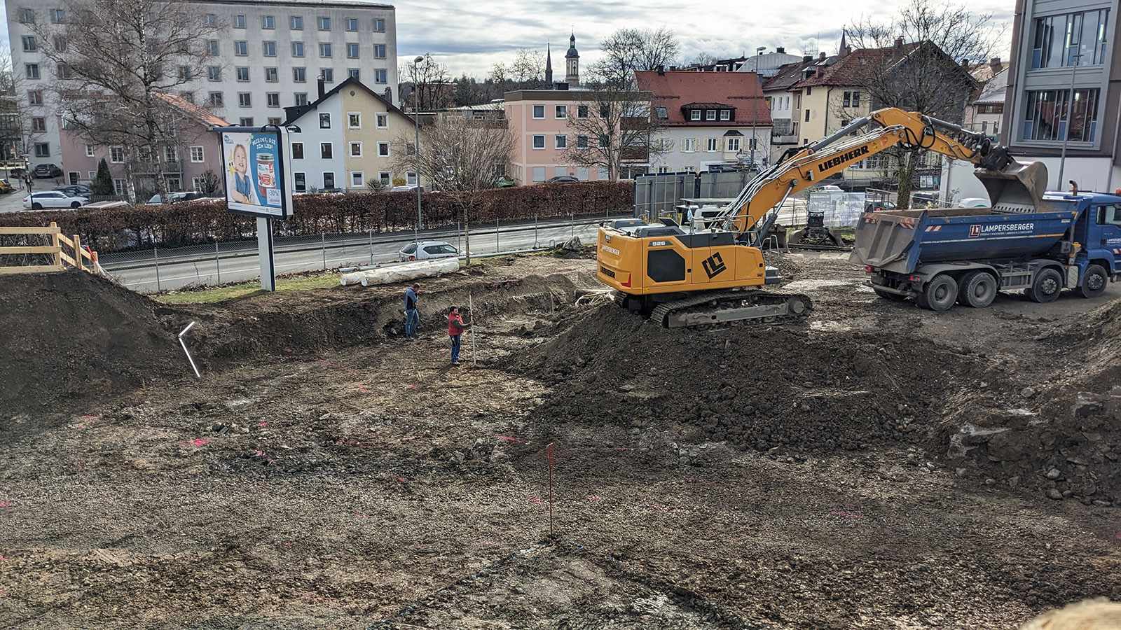 Baugrube beim Neubauprojekt in Traunstein